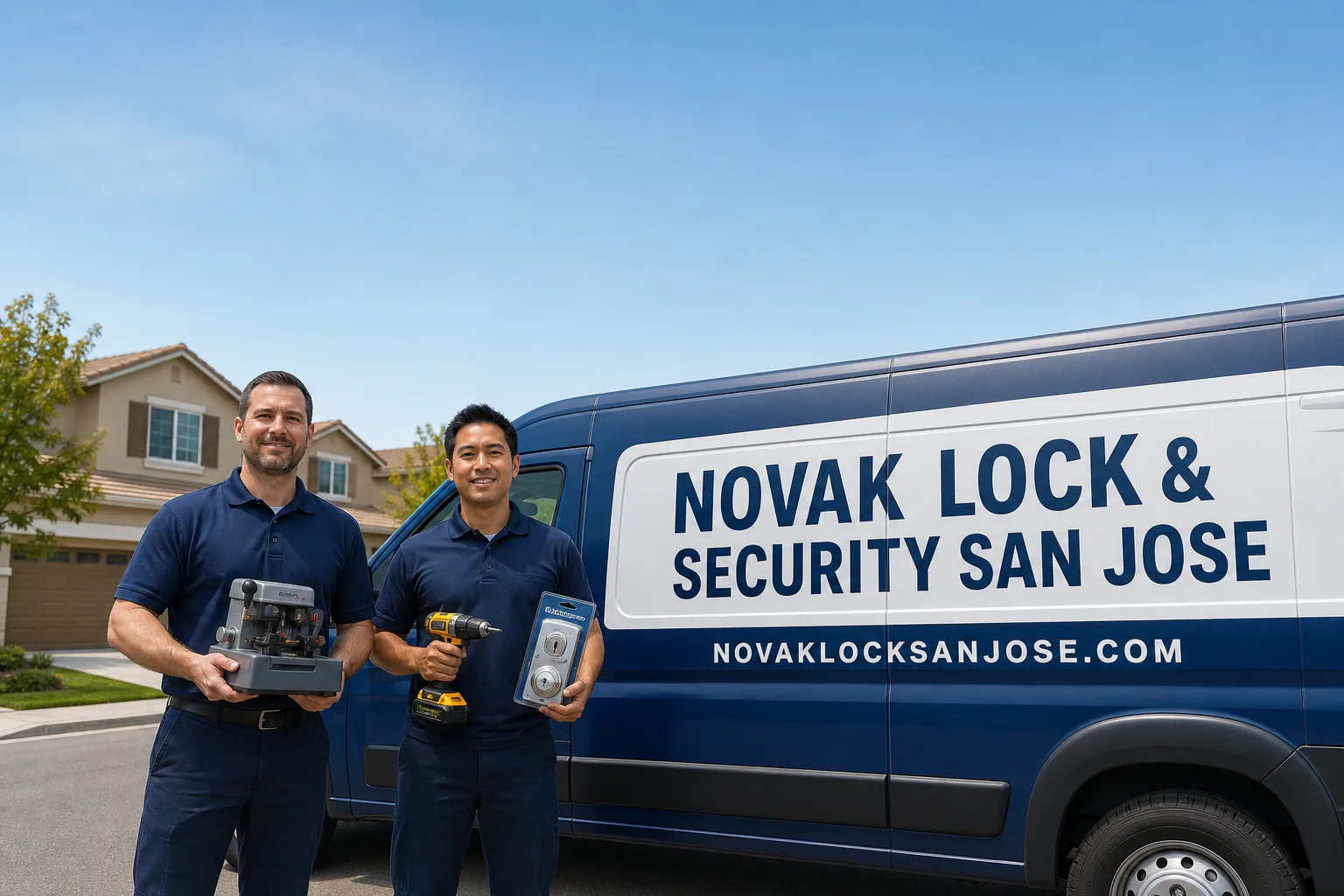 Novak Lock & Security San Jose locksmith service vehicle and crew in San Jose, CA